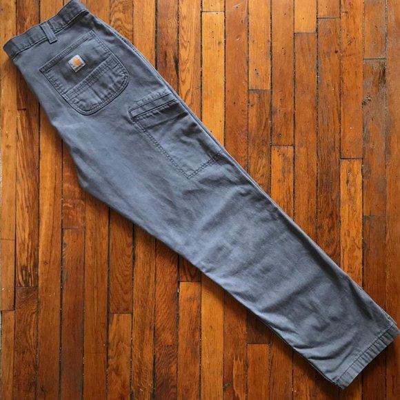 Vintage Carhartt Relaxed Fit Men Grey Canvas‎ Tool Pockets Straight Leg Pants. - Picture 1 of 4